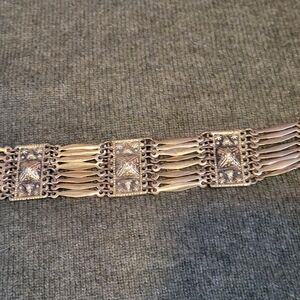 Taxco Silver Intricate Design Bracelet 7.5" Long